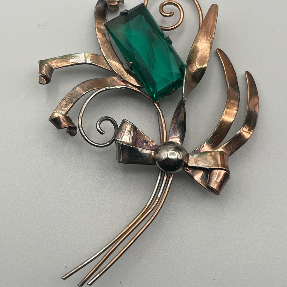 Vintage 830 Silver & Glass Brooch